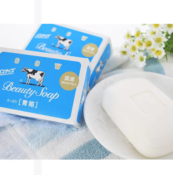 สบู่น้ำนมวัว กล่องสีฟ้า Cow Brand Beauty Soapสบู่ก้อน ยอดขายอันดับ 1 จากญี่ปุ่น